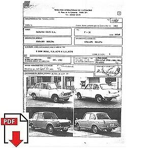 1965 Daihatsu Compagno berlina F30 FIA homologation form PDF download